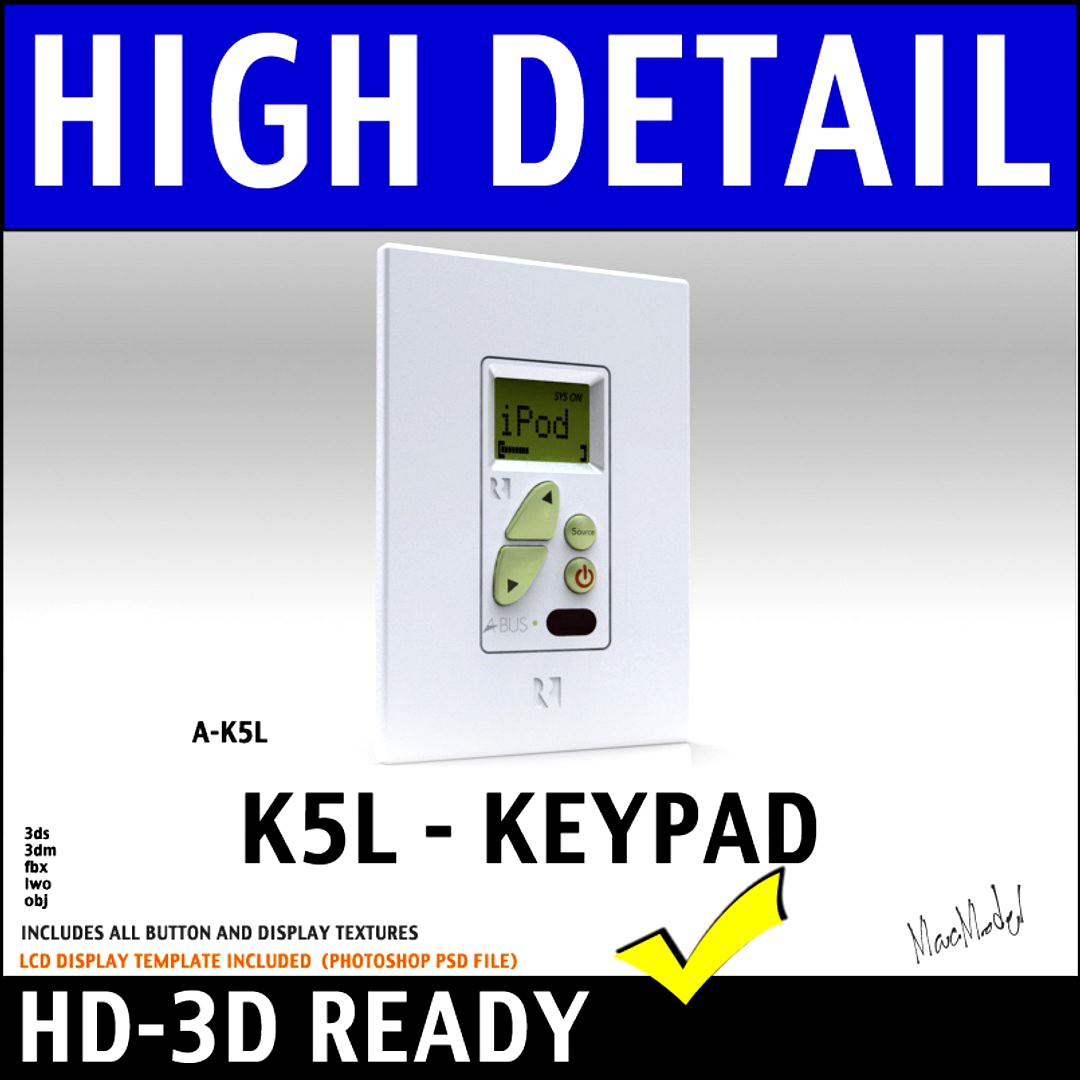 Russound A-K5L Keypad with LCD Display 3D Model