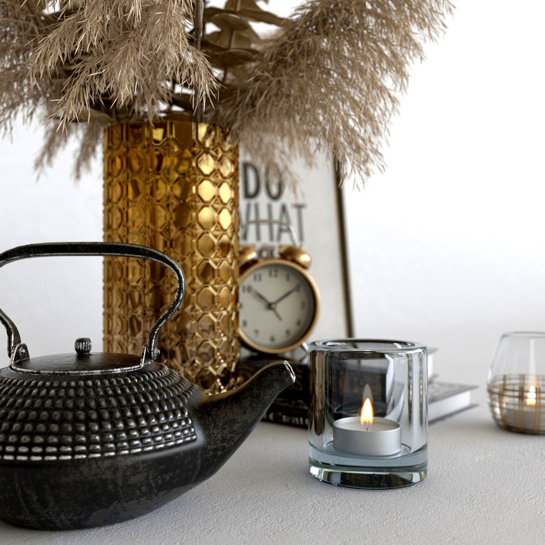 Decorative set with dry plants Dark decor