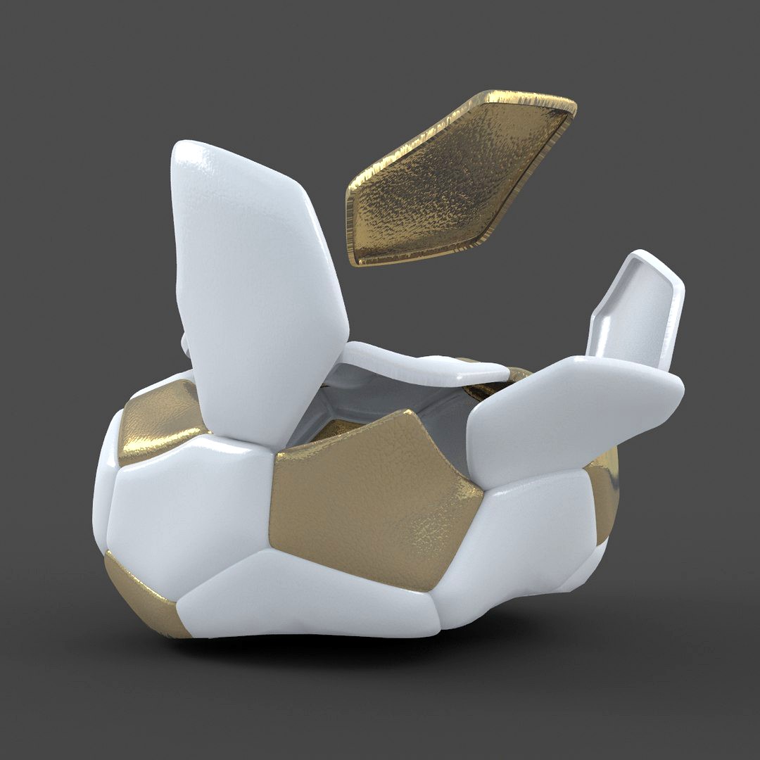 Soccerball exploded white gold