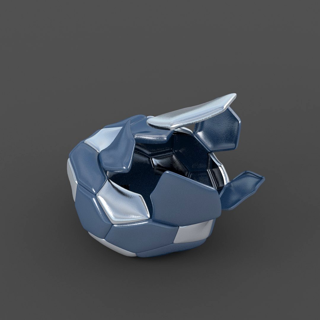 Soccerball exploded blue black