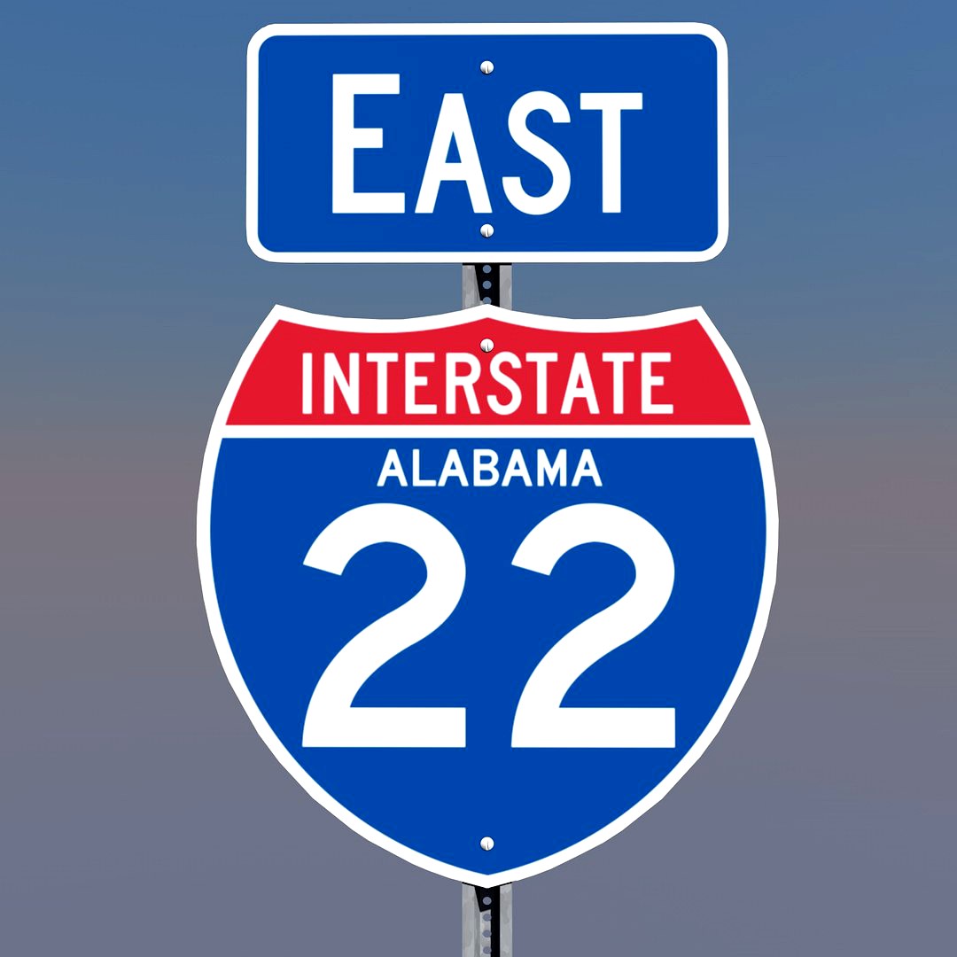 3D Alabama Interstate 22 Signs