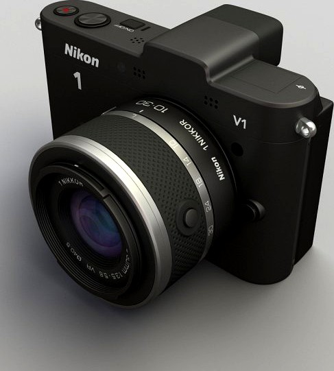 Nikon V1 with Nikkor 10mm and 1030mm lens 3D Model