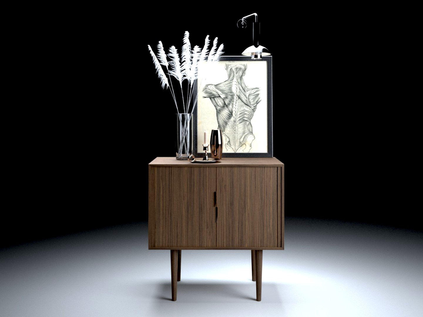 Feather Grass & Credenza Set