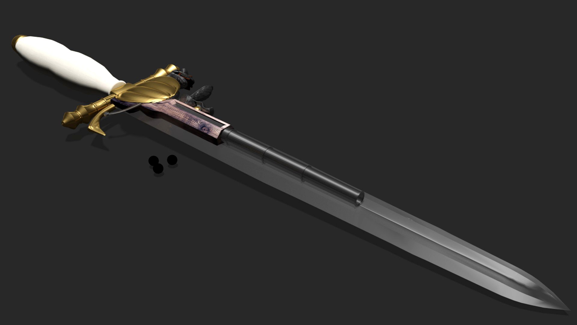 Clam Shell Cross Guard FlintLock Dagger and Sheath