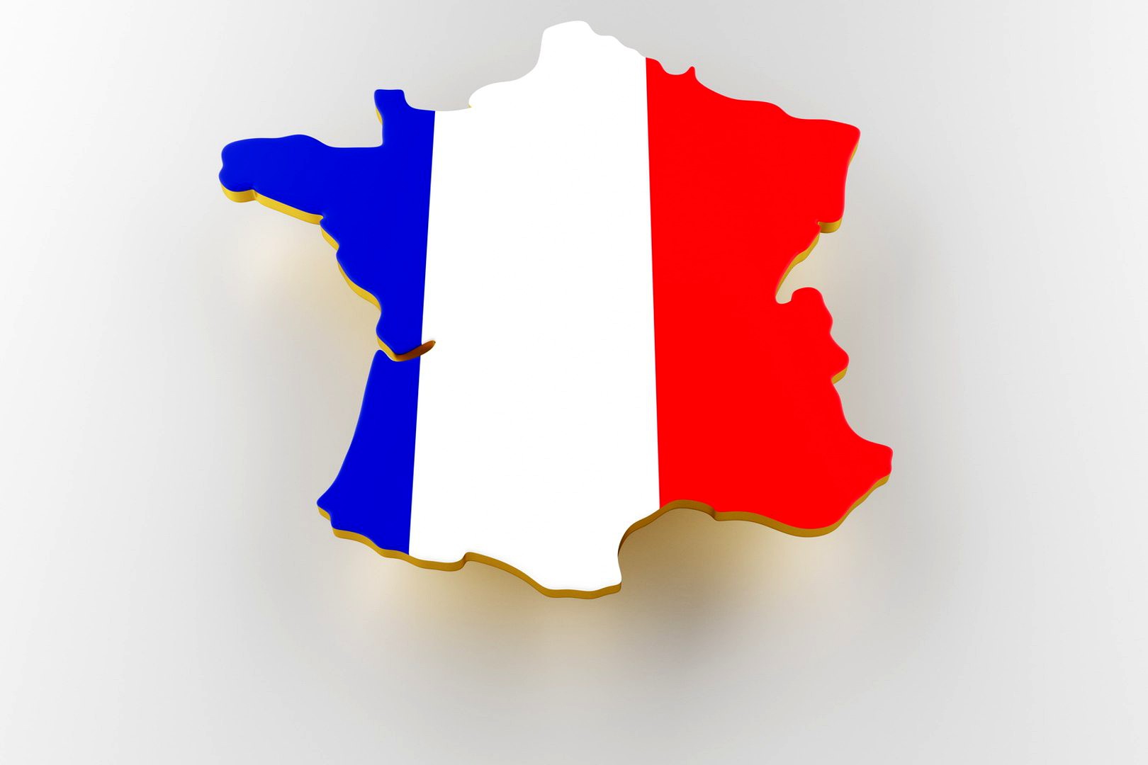 Map of France land border with flag