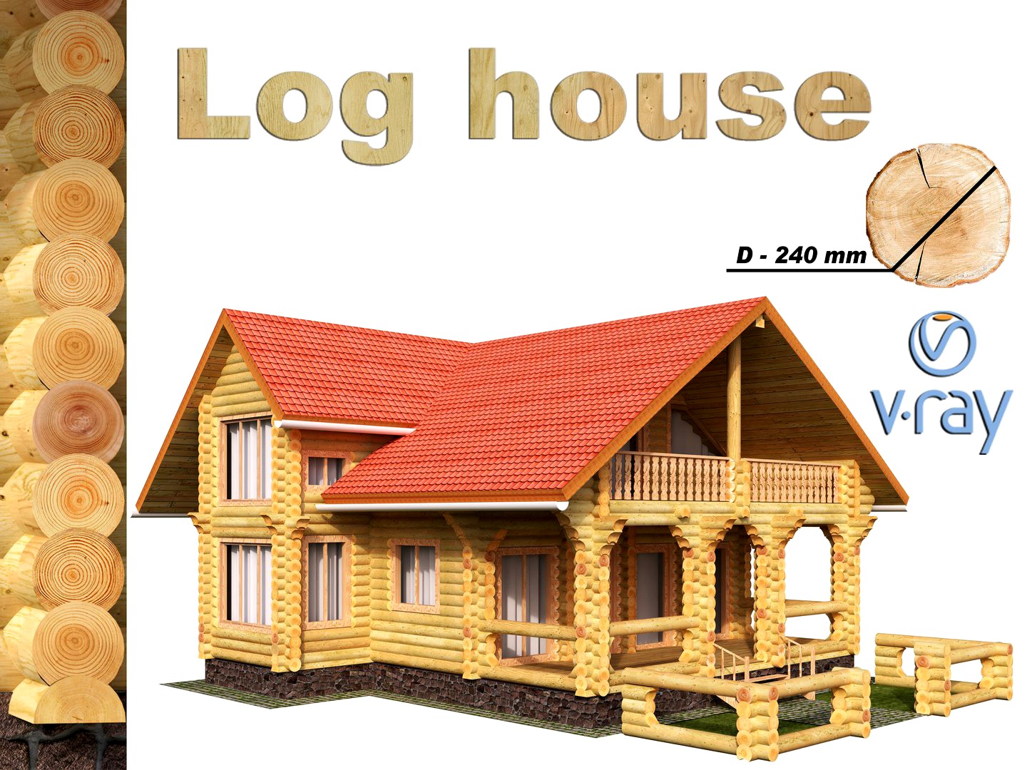 Wonderful log house 3D model