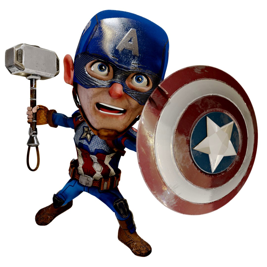 Cartoon Captain America of Avengers Endgame