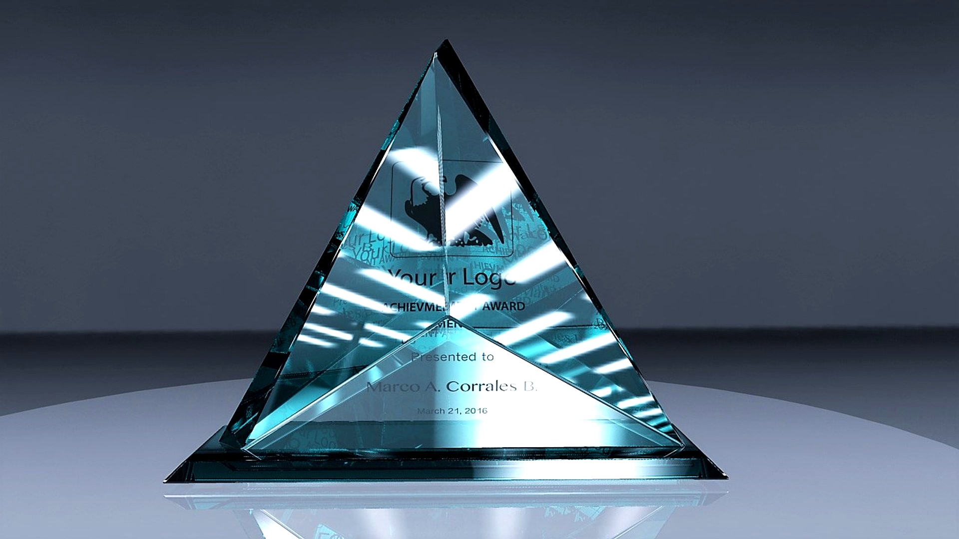 Triangle award glass