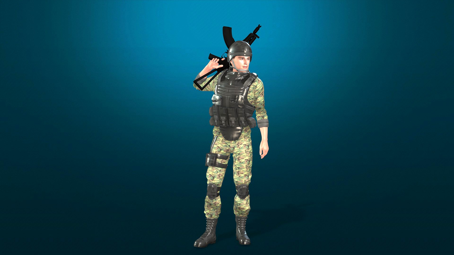 Soldier-military-army-3d model-10-Rigged with Animation file