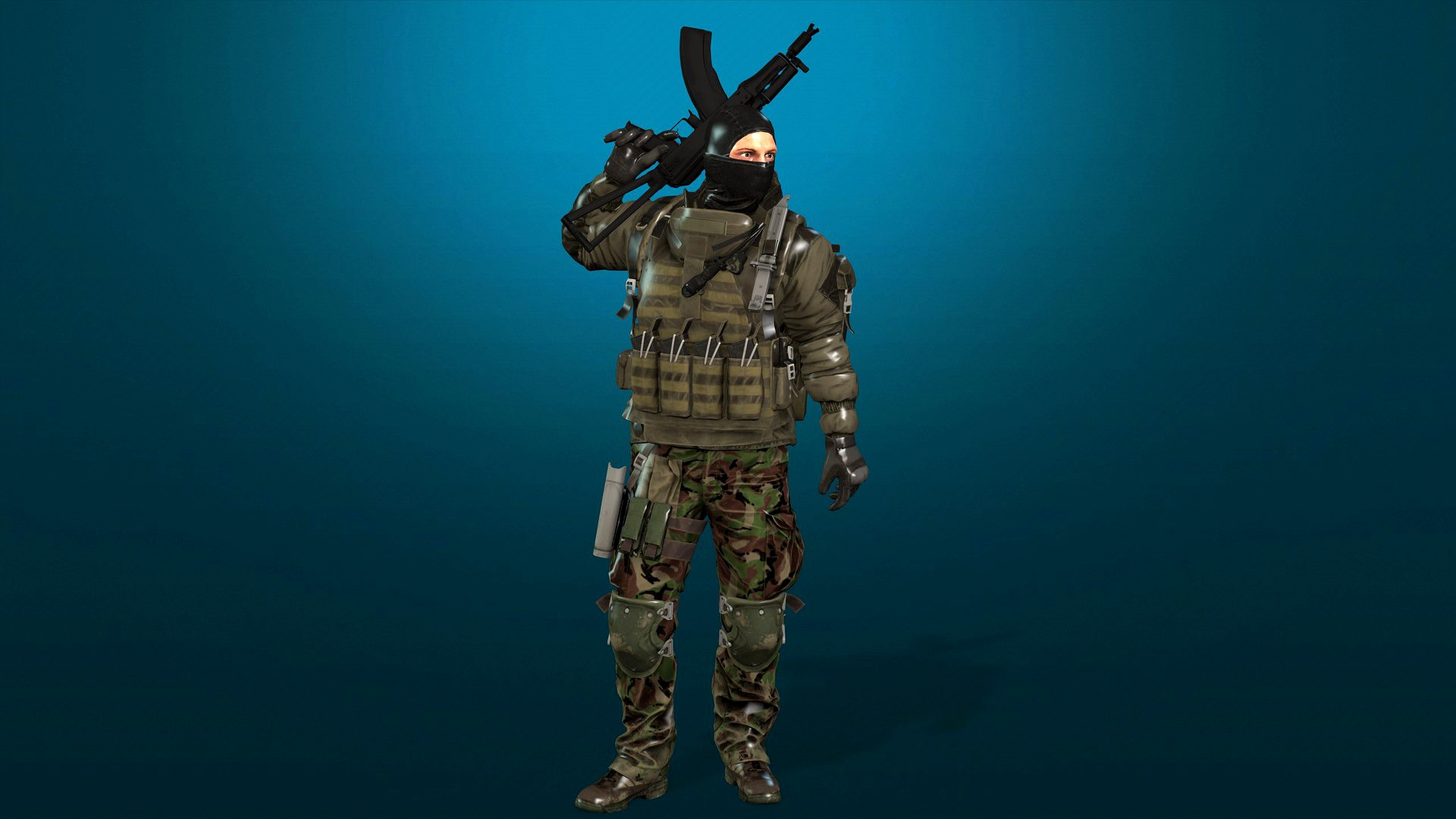 Soldier-military-army-3d model-4-Rigged with Animation file