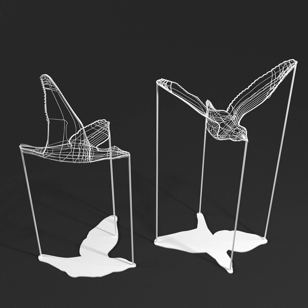 Flight Shadows - decore / sculpture by Artem Zakharchenko / two white birds free