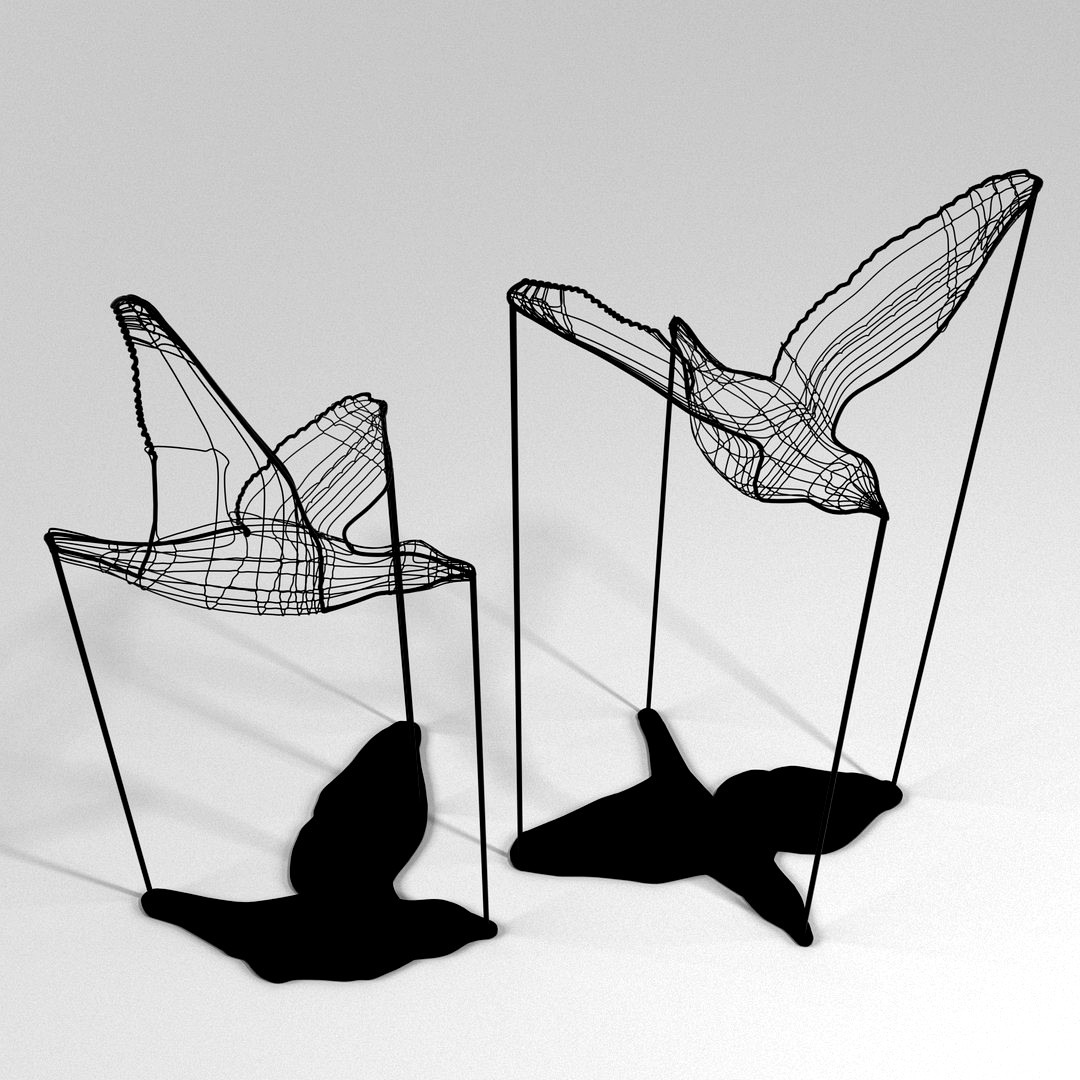 Flight Shadows - decore / sculpture by Artem Zakharchenko / two black birds free