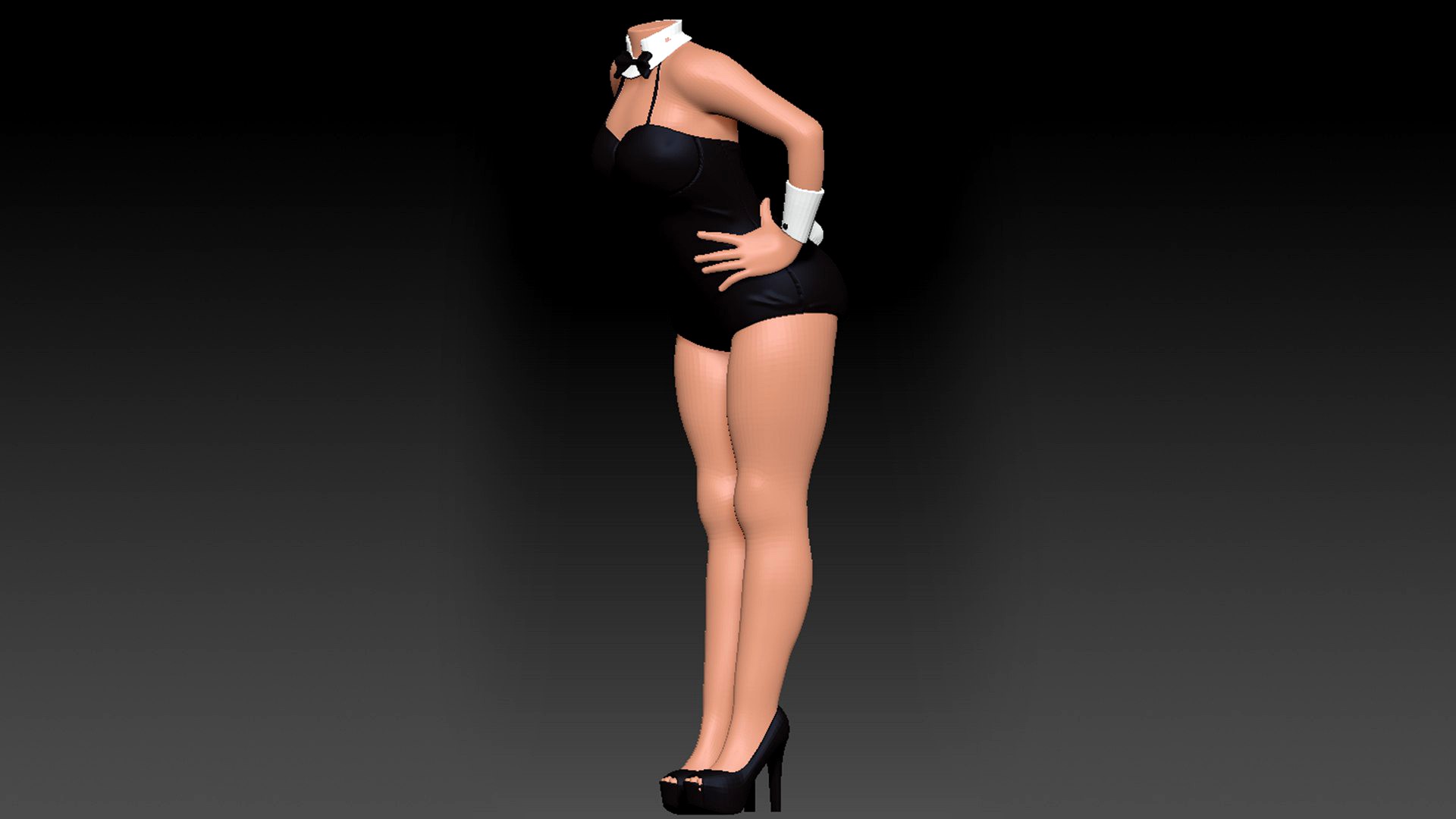 3D Model Woman in bunny costume different body type ready for Print