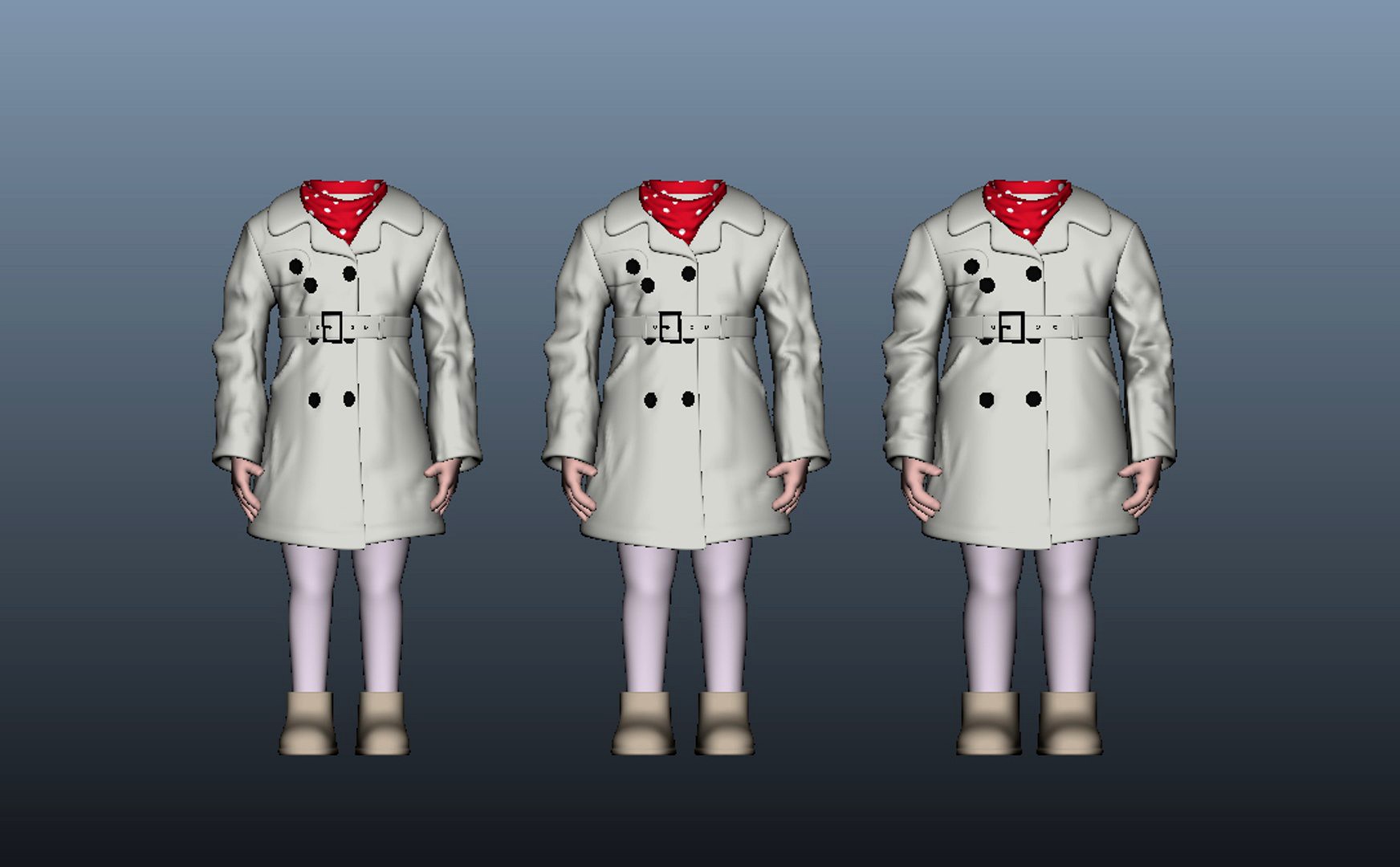 3D Model Girl 3 different body type ready for Print