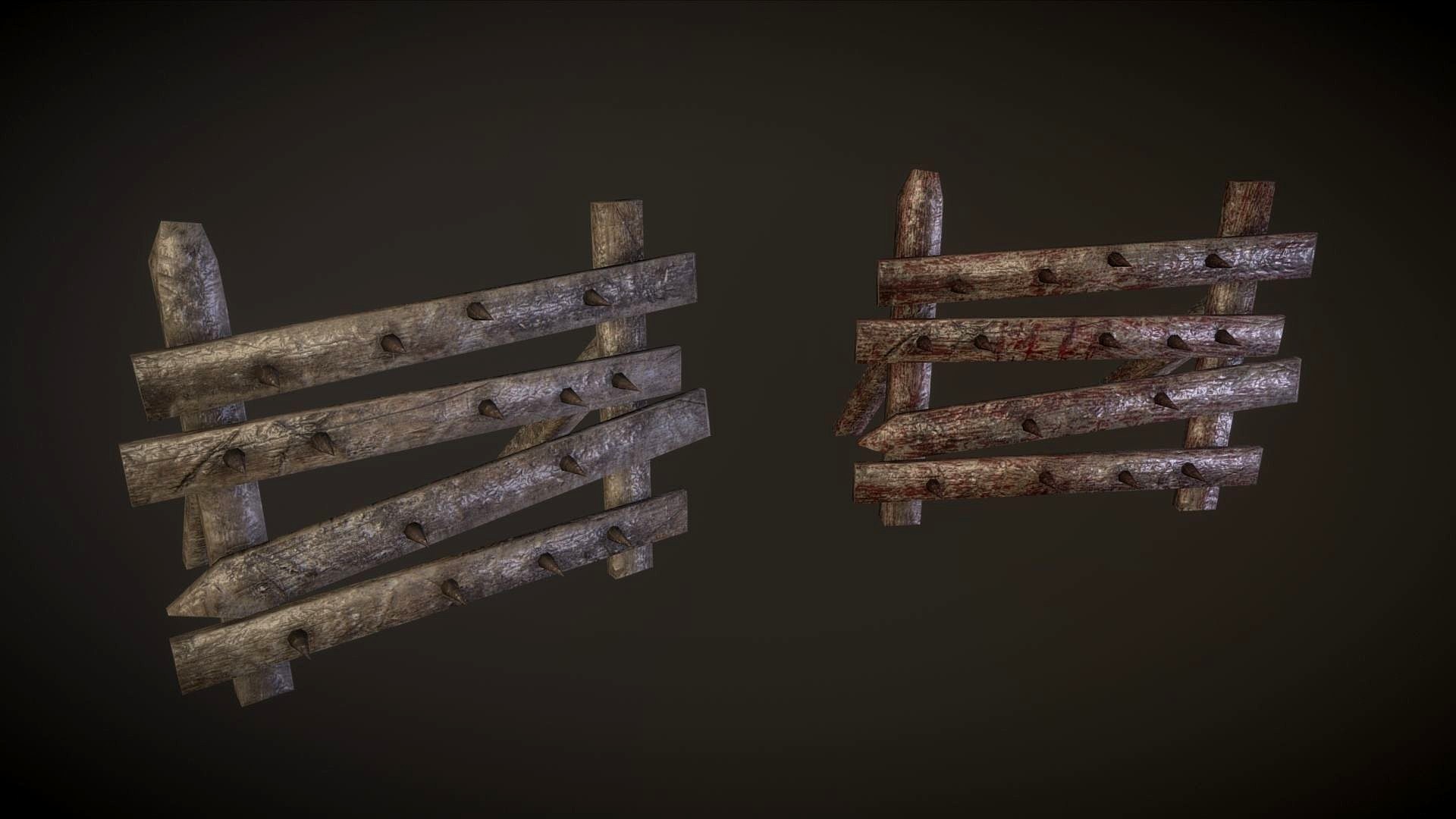 Wooden Barricades Pack - 2 Variations Low-poly 3D model