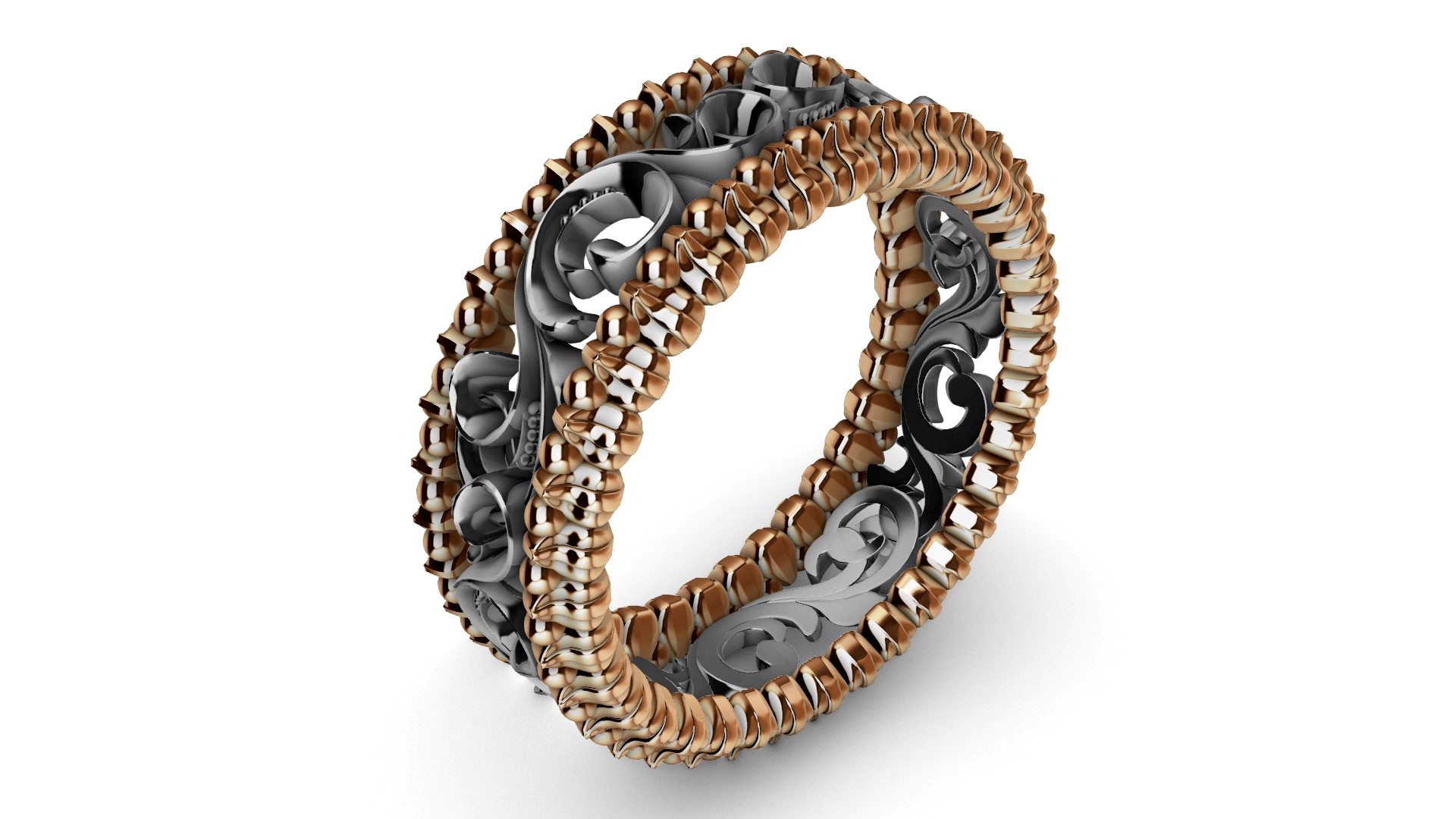 Ring with patterns from two colors