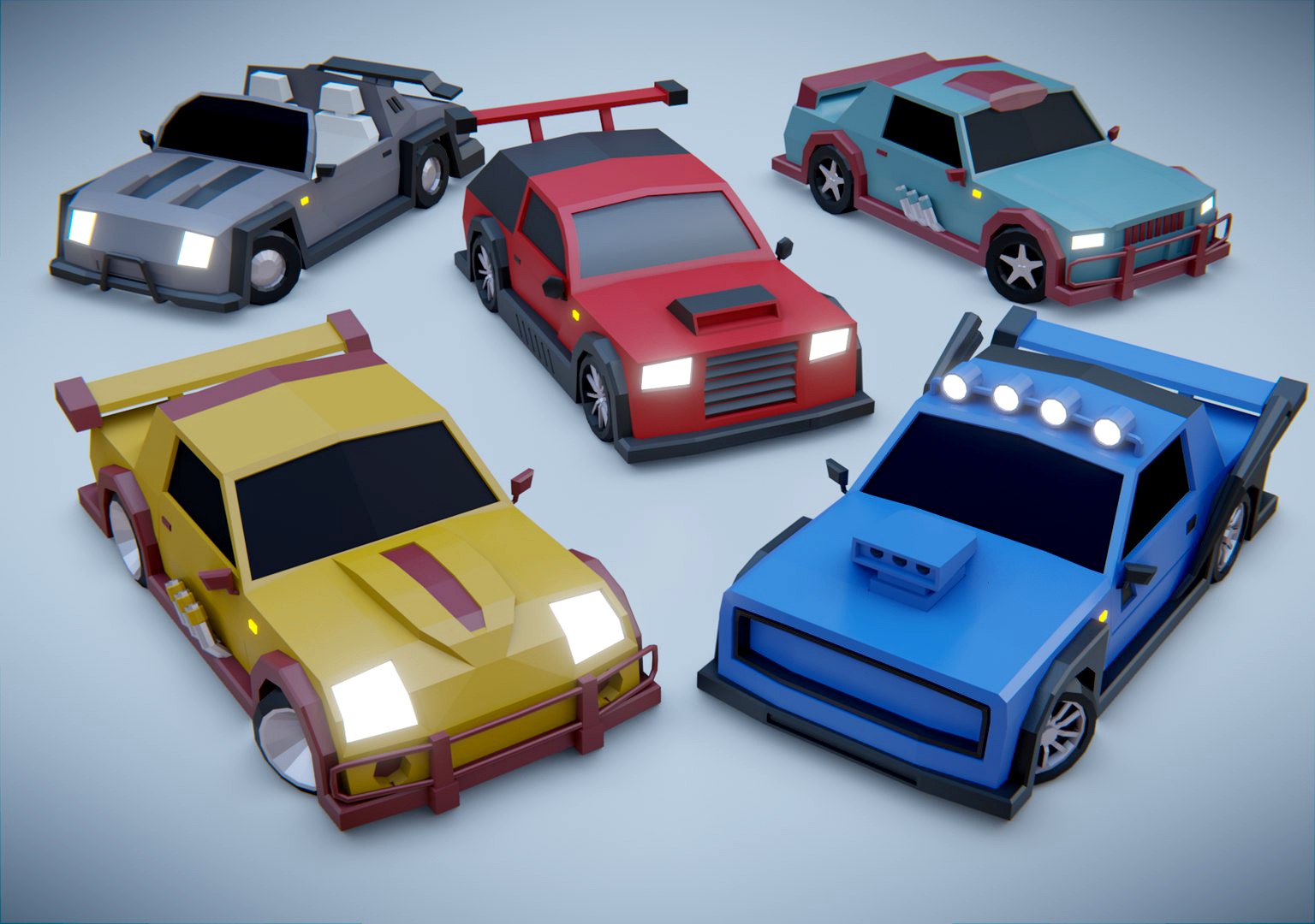 customizable race car Low-poly