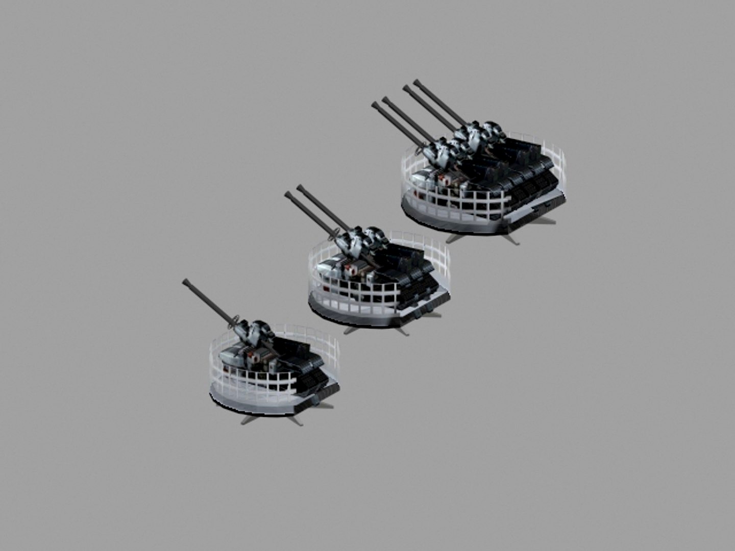 40 mm/56 Mark 1, Mark 2  Anti-Aircraft Batteries - Fenced Tub  WWII