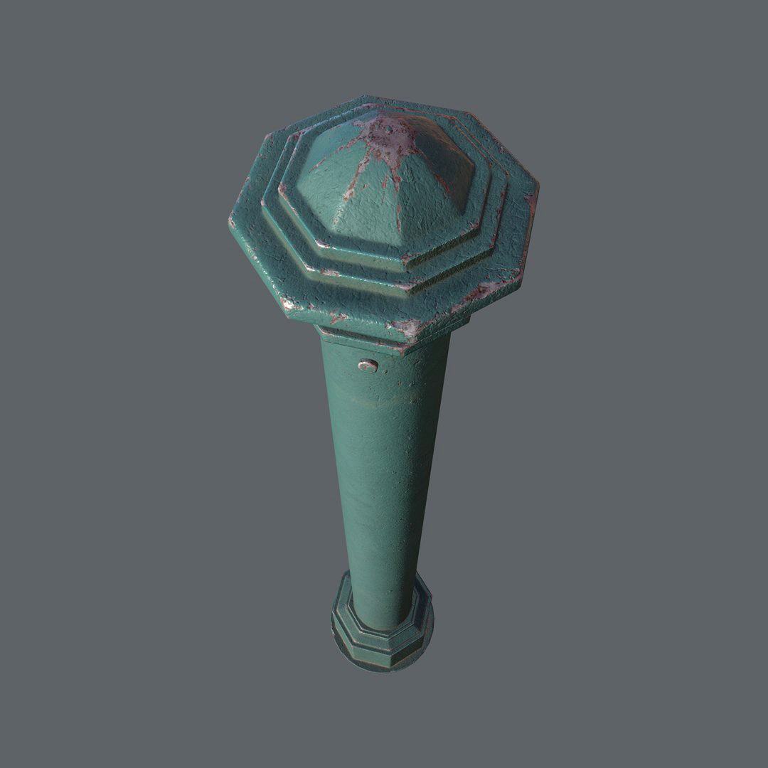 Barrier Bollard pack 3 Green v3, Low Poly, LODs