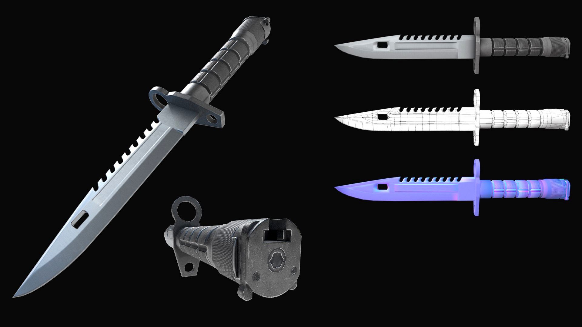 M9 Bayonet Low Poly Low-poly
