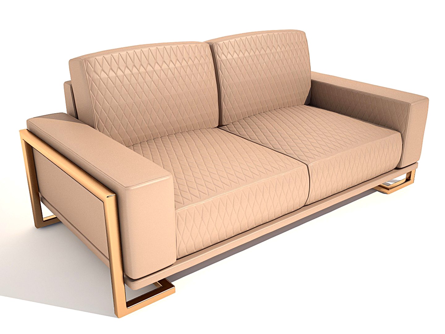 Gianna Leather LoveSeat in Peach RoseGold