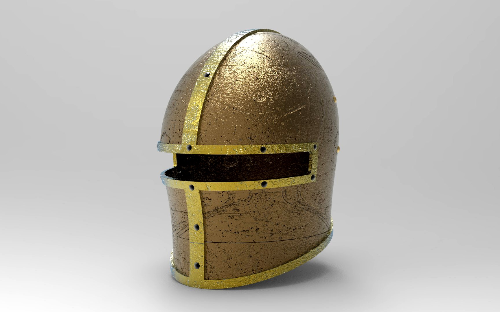 Knight Great helm Barbute -  Helmet Low-poly