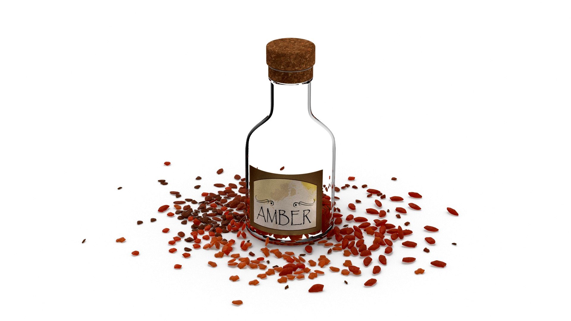 Amber flakes with bottle