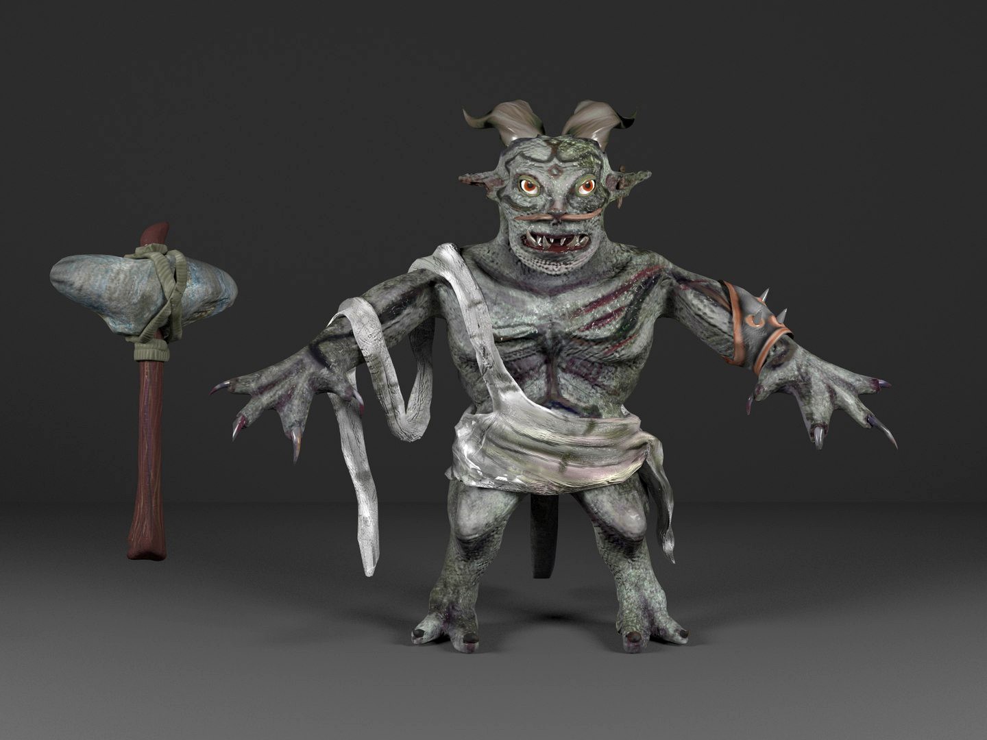 Fantasy troll with weapon