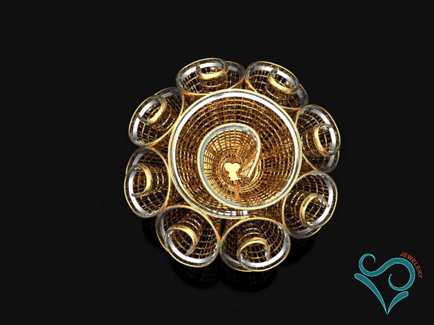 Golden flower ring 3d print model 3D print model