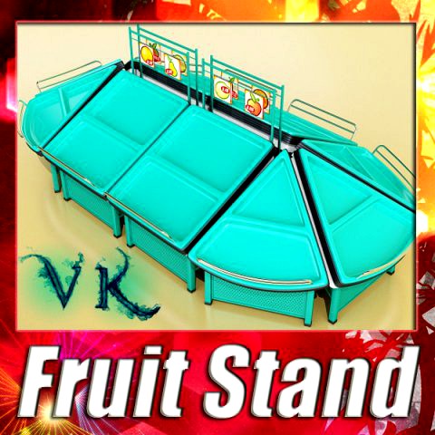 Fruit Stand Store Display Smoothable 3D Model