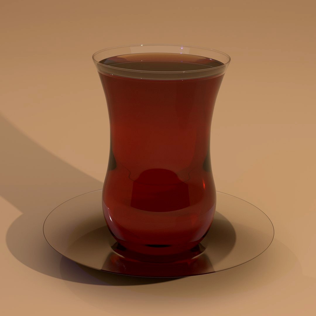 Turkish Bardak tea cup and glass plate