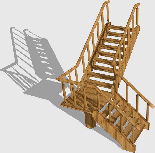 Download free Wooden staircase 3D Model