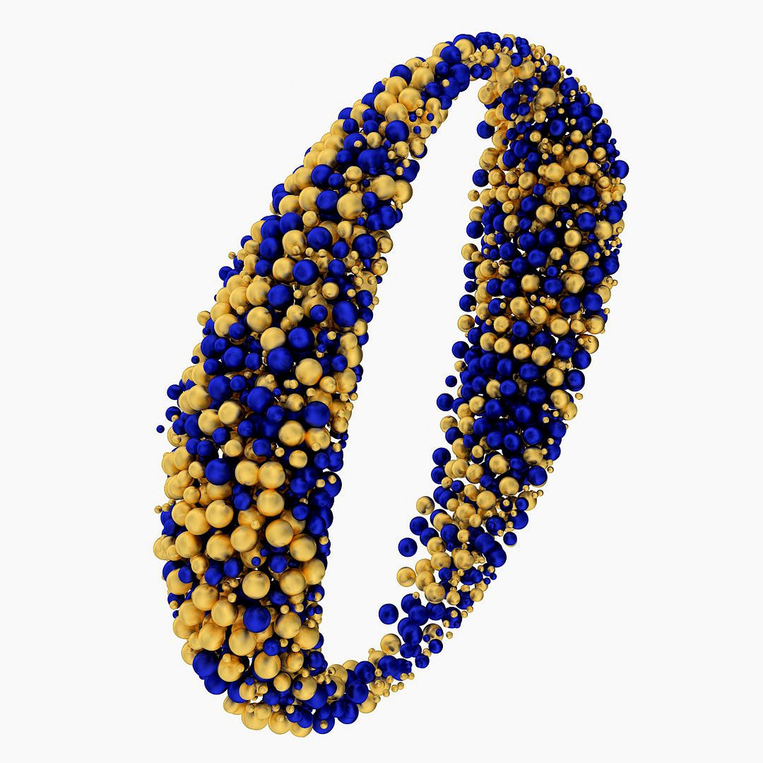 Calligraphic Digit 0, Number 0 from Golden and Blue metallic balls
