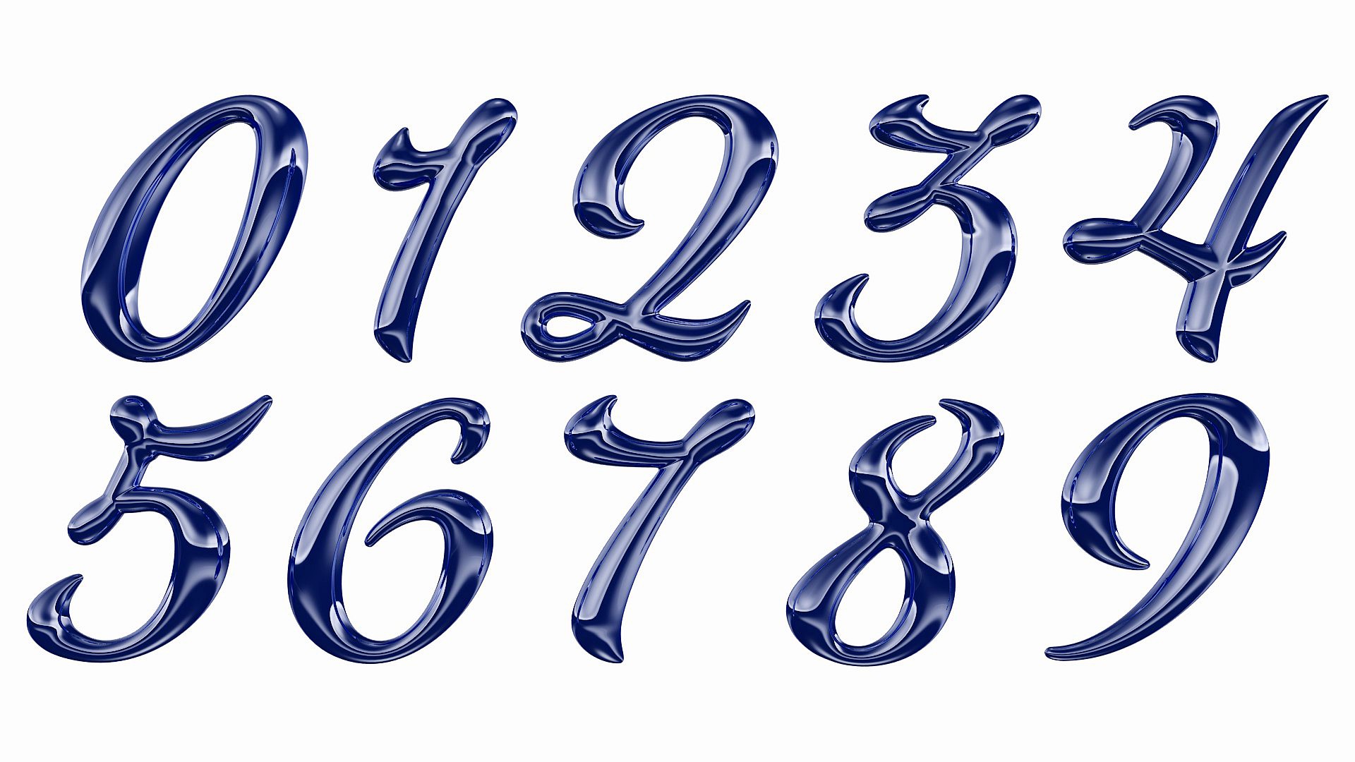 Calligraphic Digits Numbers 0 1 2 3 4 5 6 7 8 9 Set
