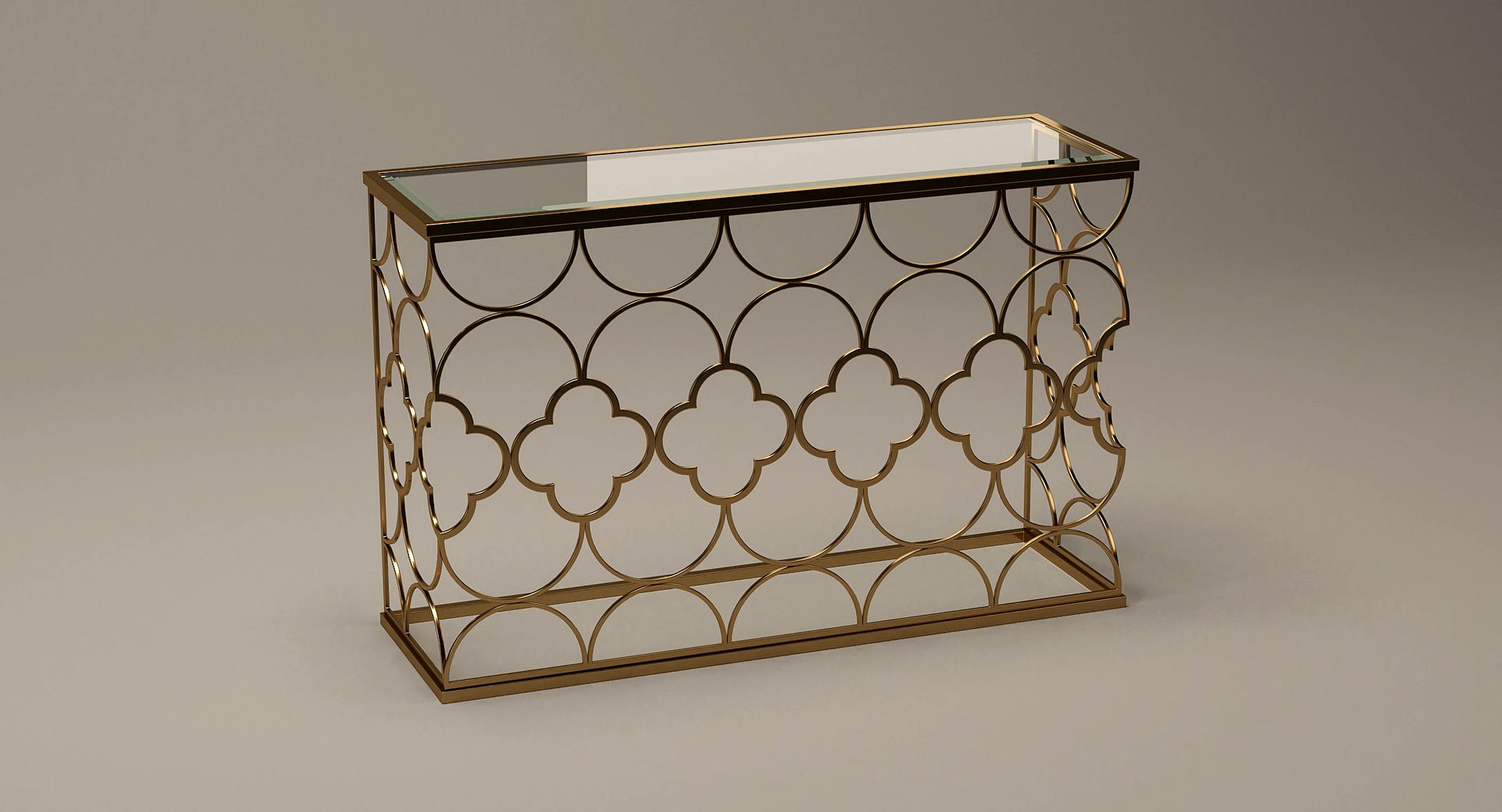 Console Table Rectangle Metal/Glass 016