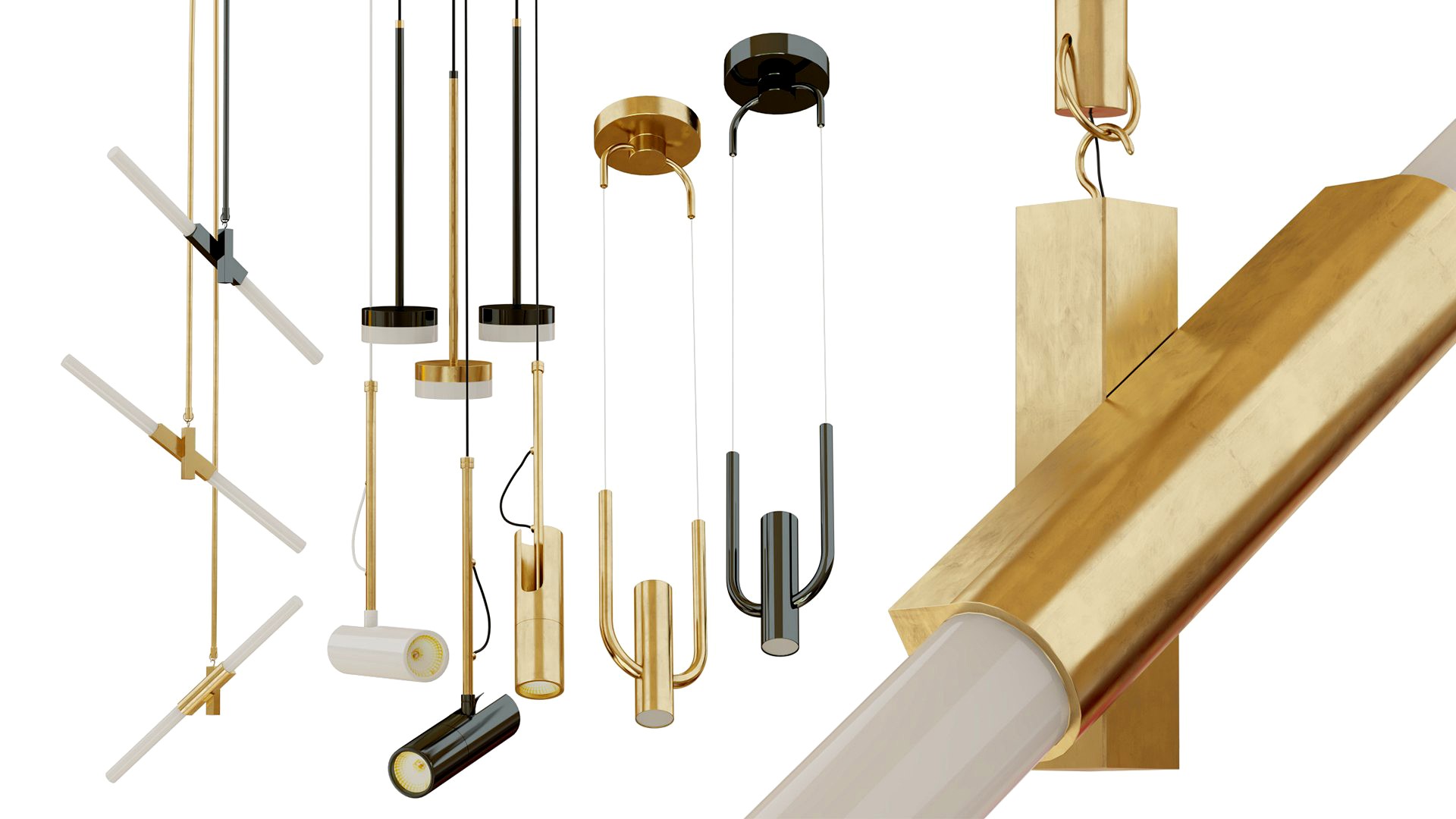 Set of suspended lamps five