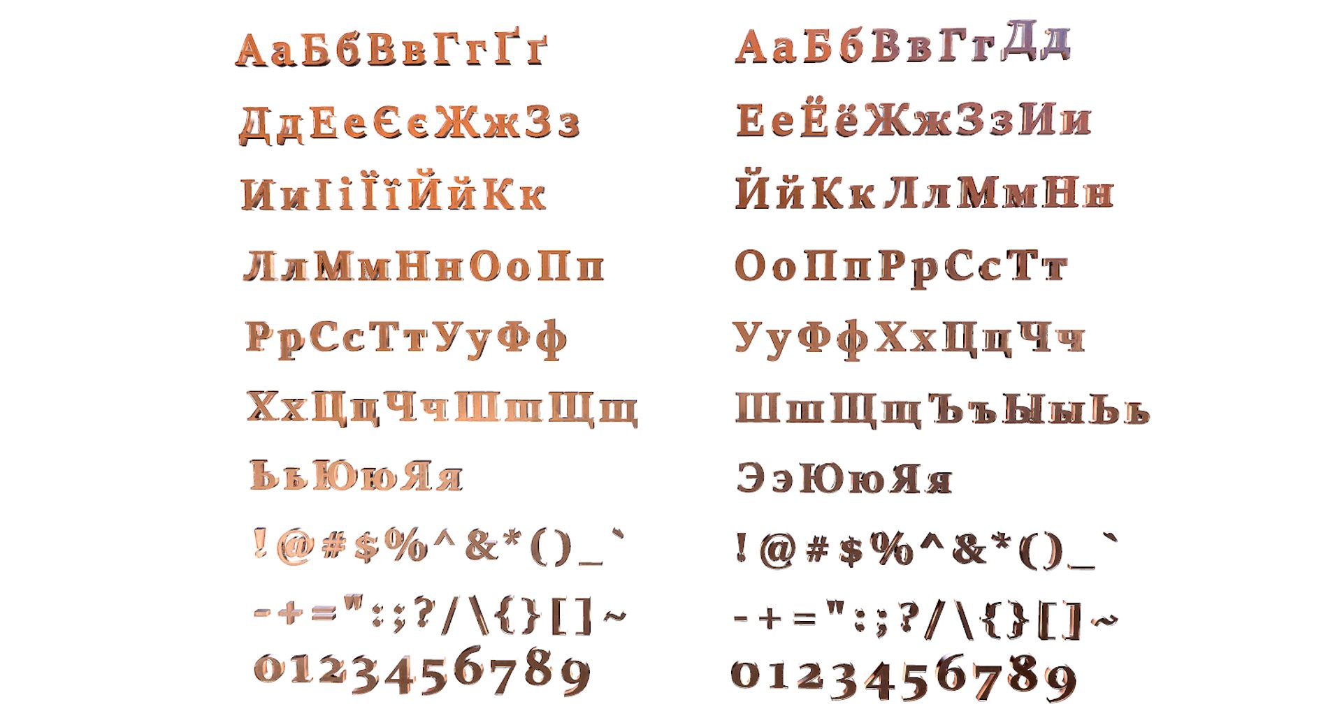 Russian and Ukrainian Letters - Copper