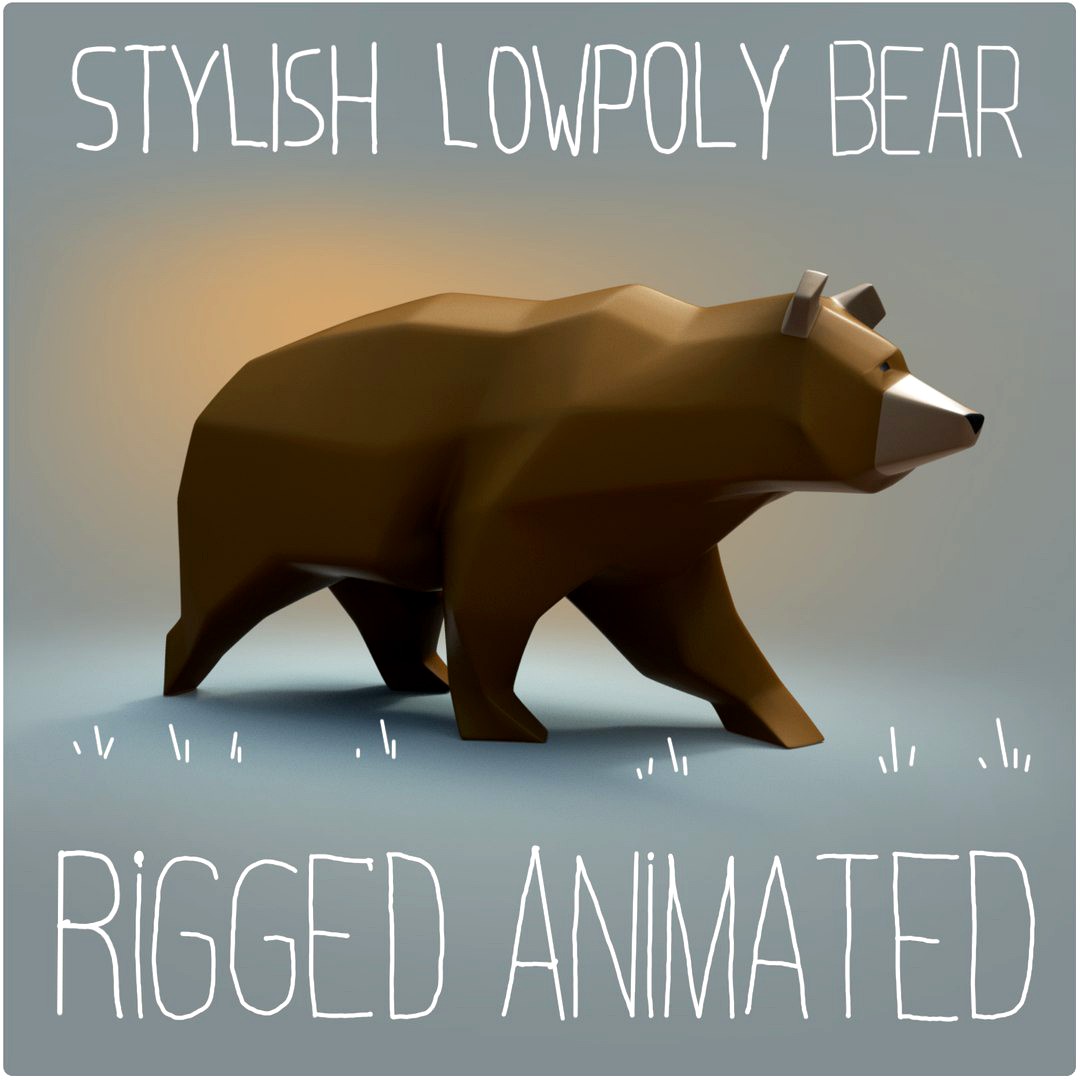 Stylish lowpoly rigged bear