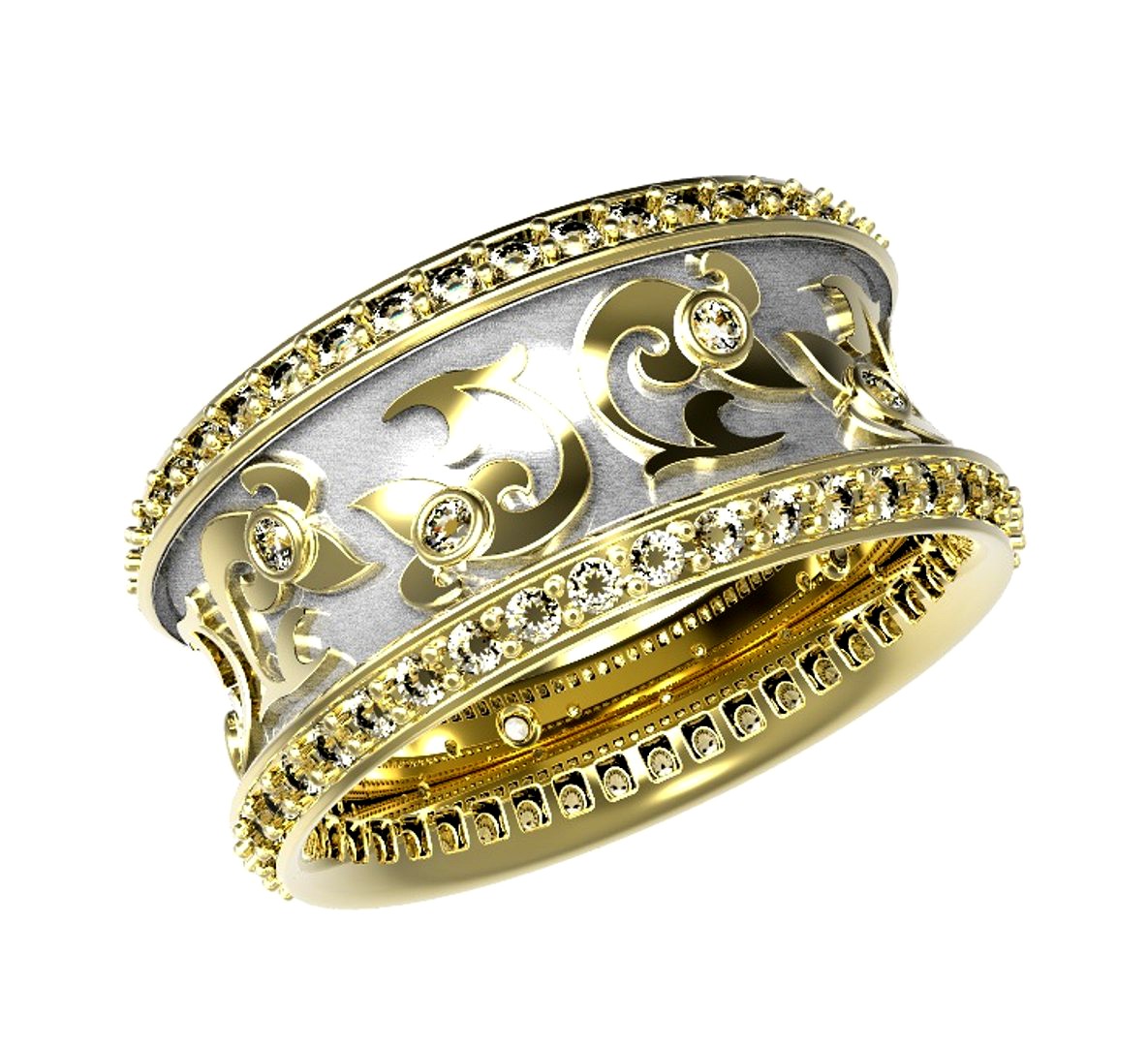 Gold ring with enamel and diamonds -3