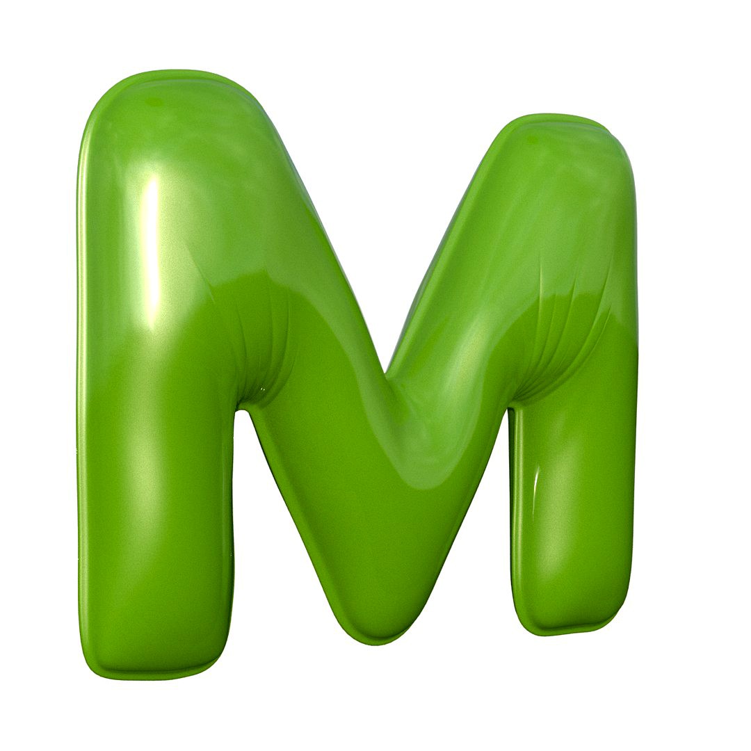 Foil Balloon Letter M Green model