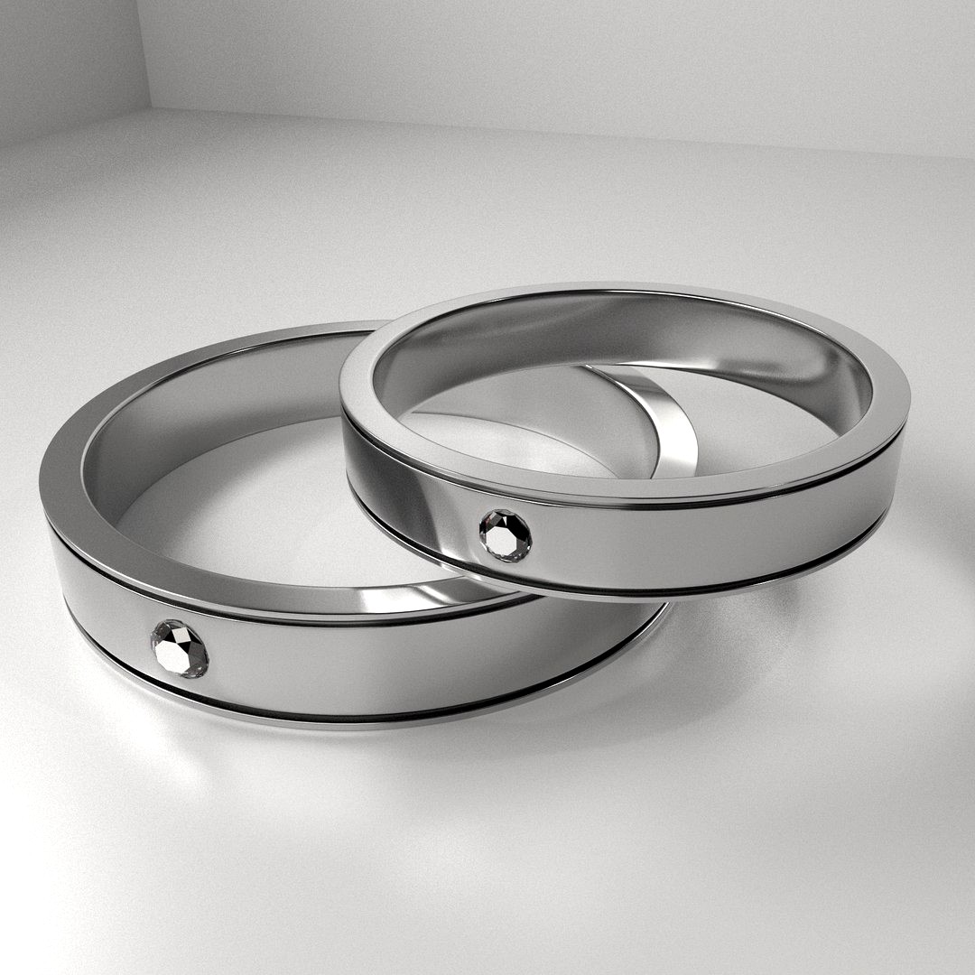 Couple Silver Ring with Diamond