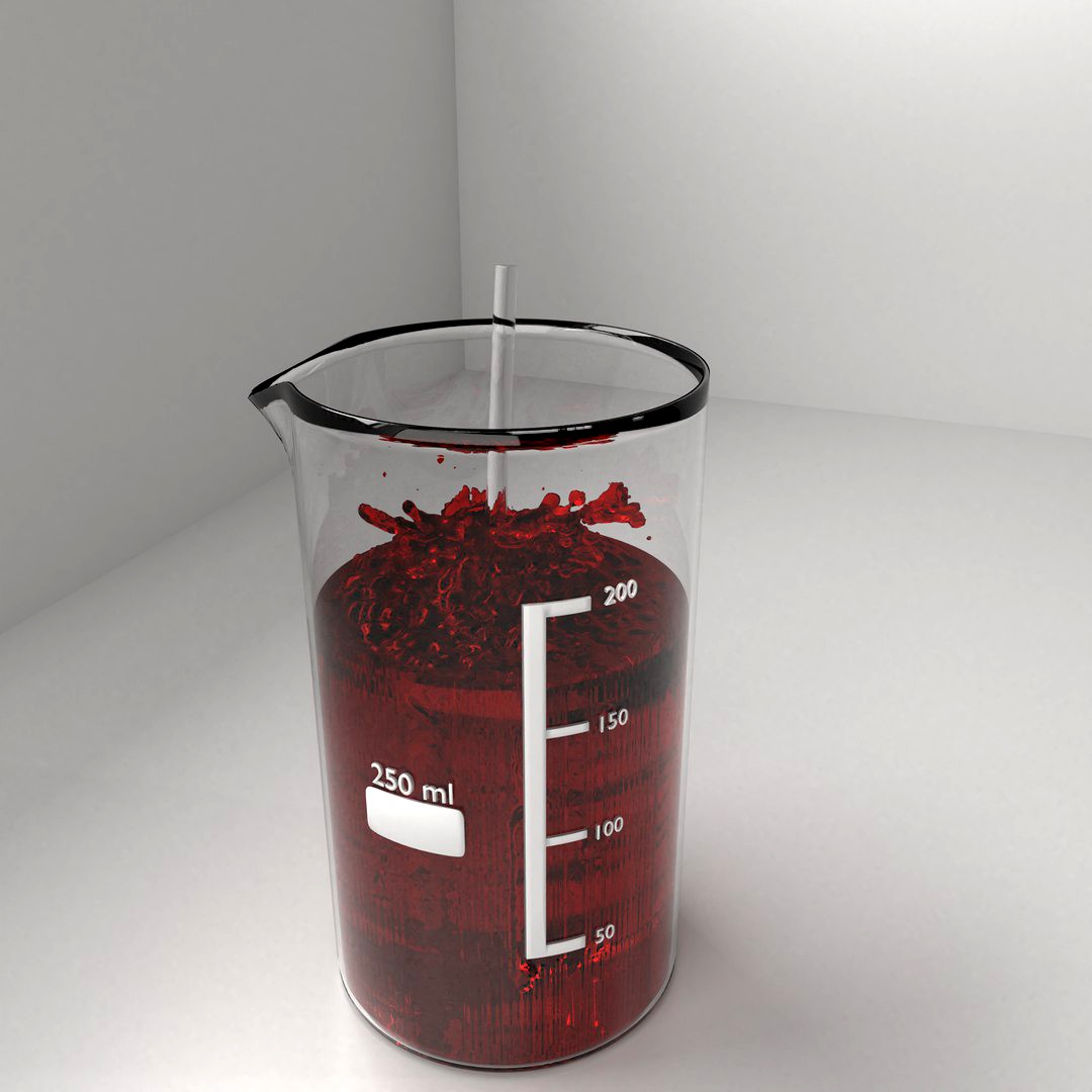250 ml Glass Beaker with Liquid and Rod