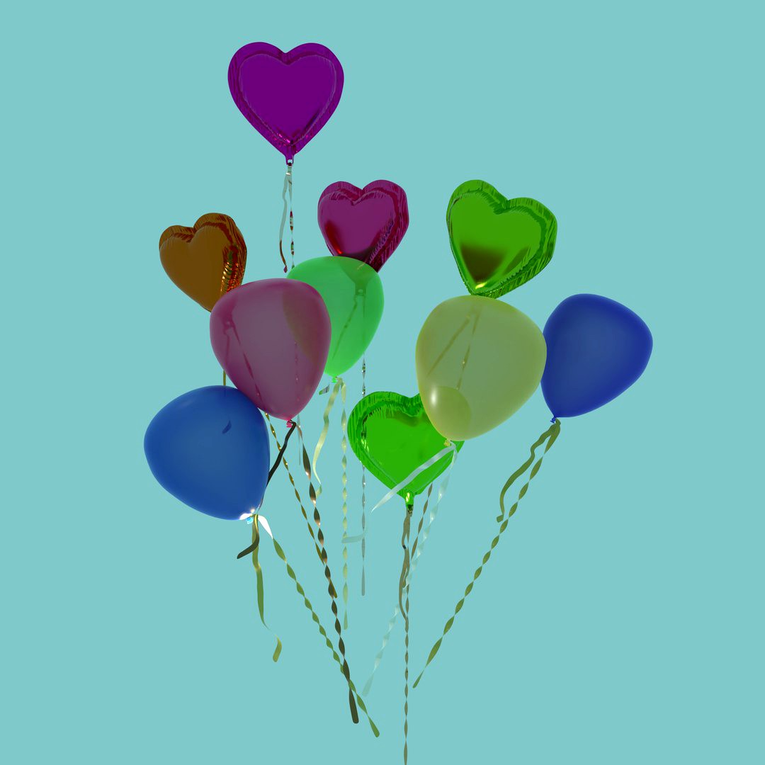 Random Color Heart and Sphere Shape Balloon