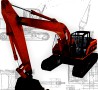 Excavator red low poly 3D Model