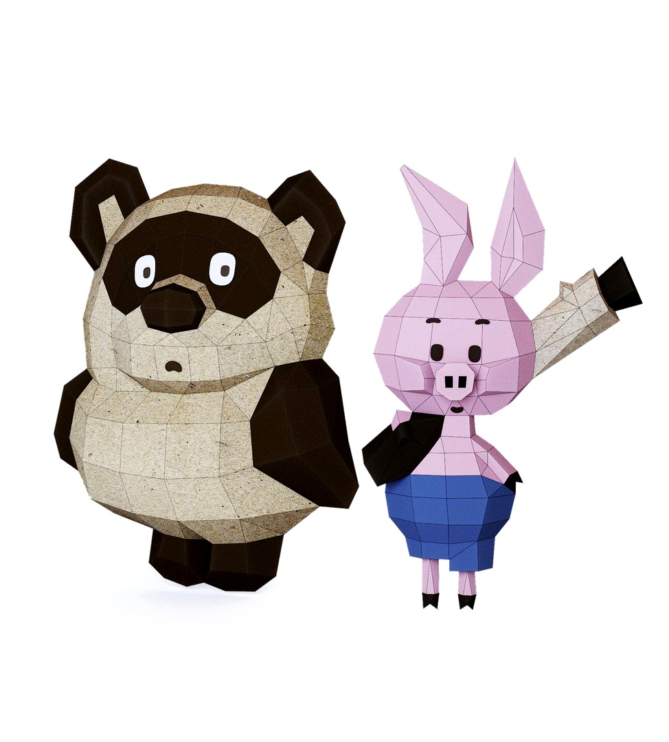 Cartoon Bear and Pig