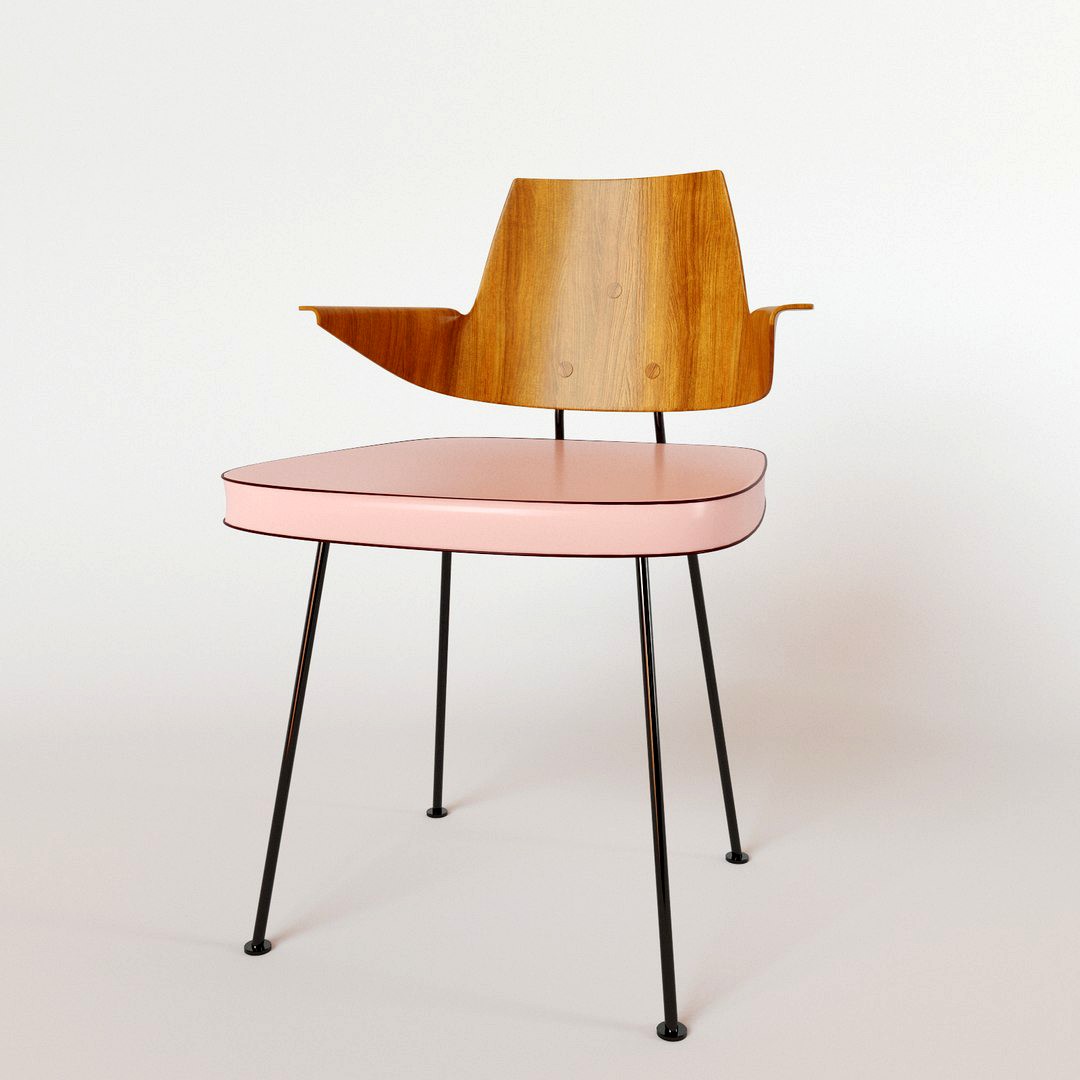 Mid-Century_Modern Chairs - Pink