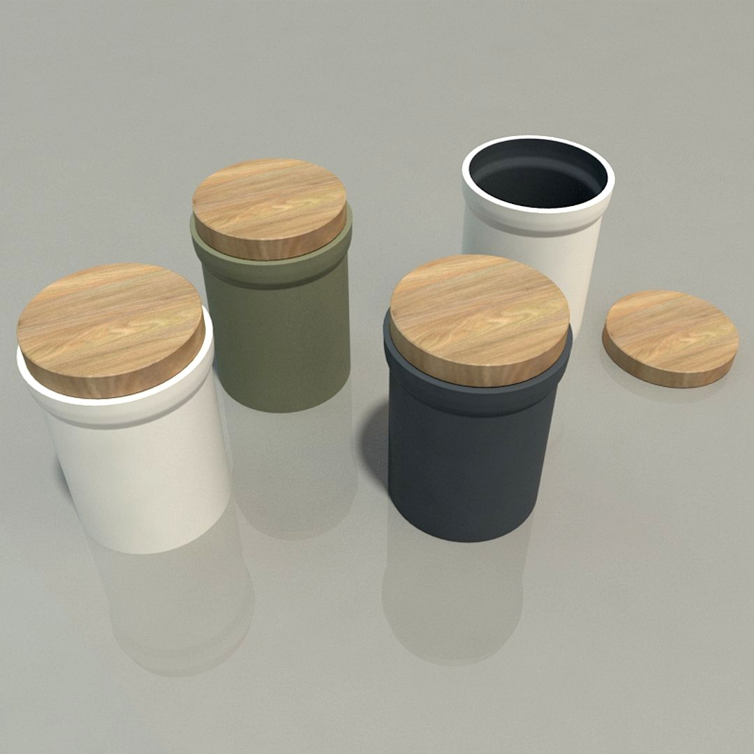 ceramic jars - wood lids