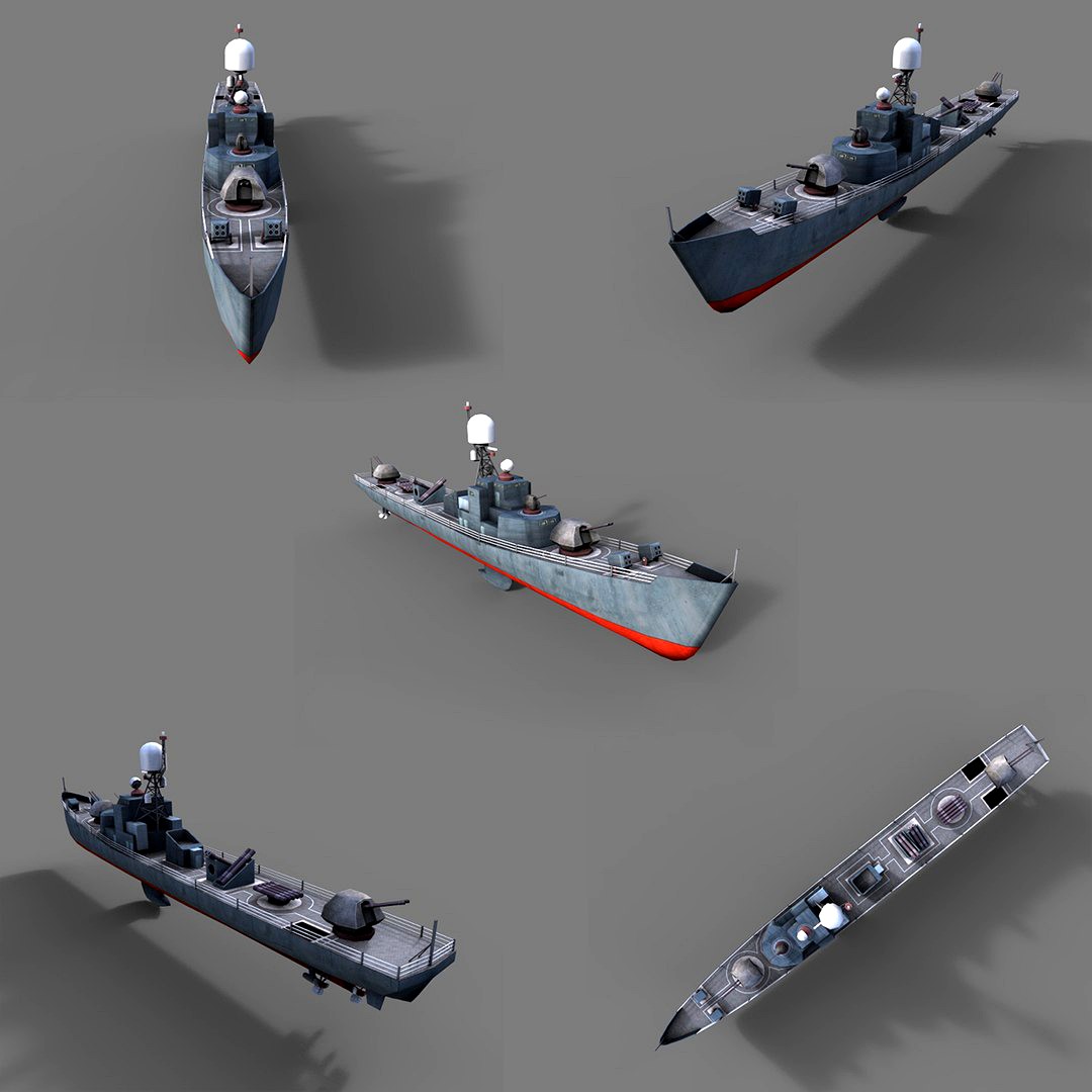 battle ship low poly ship destroyer ship frigate