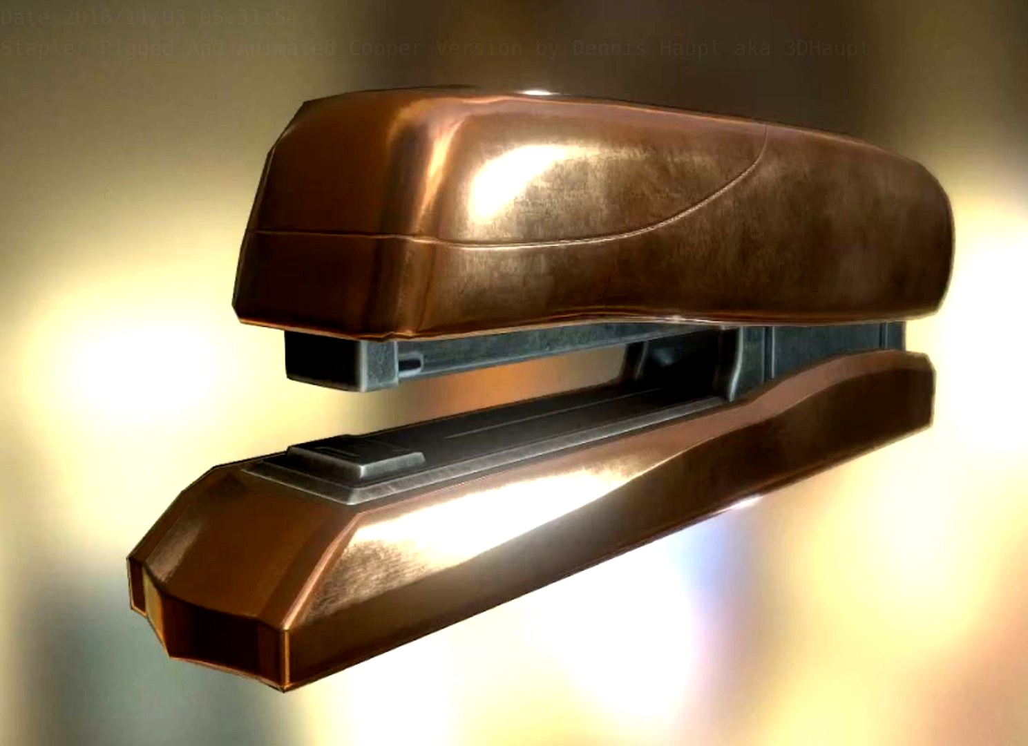 Stapler Rigged And Animated office school stapler staples supplies tableware workplace pbr rigged animated lowpoly gameready game 4k plastic furniture Copper Version