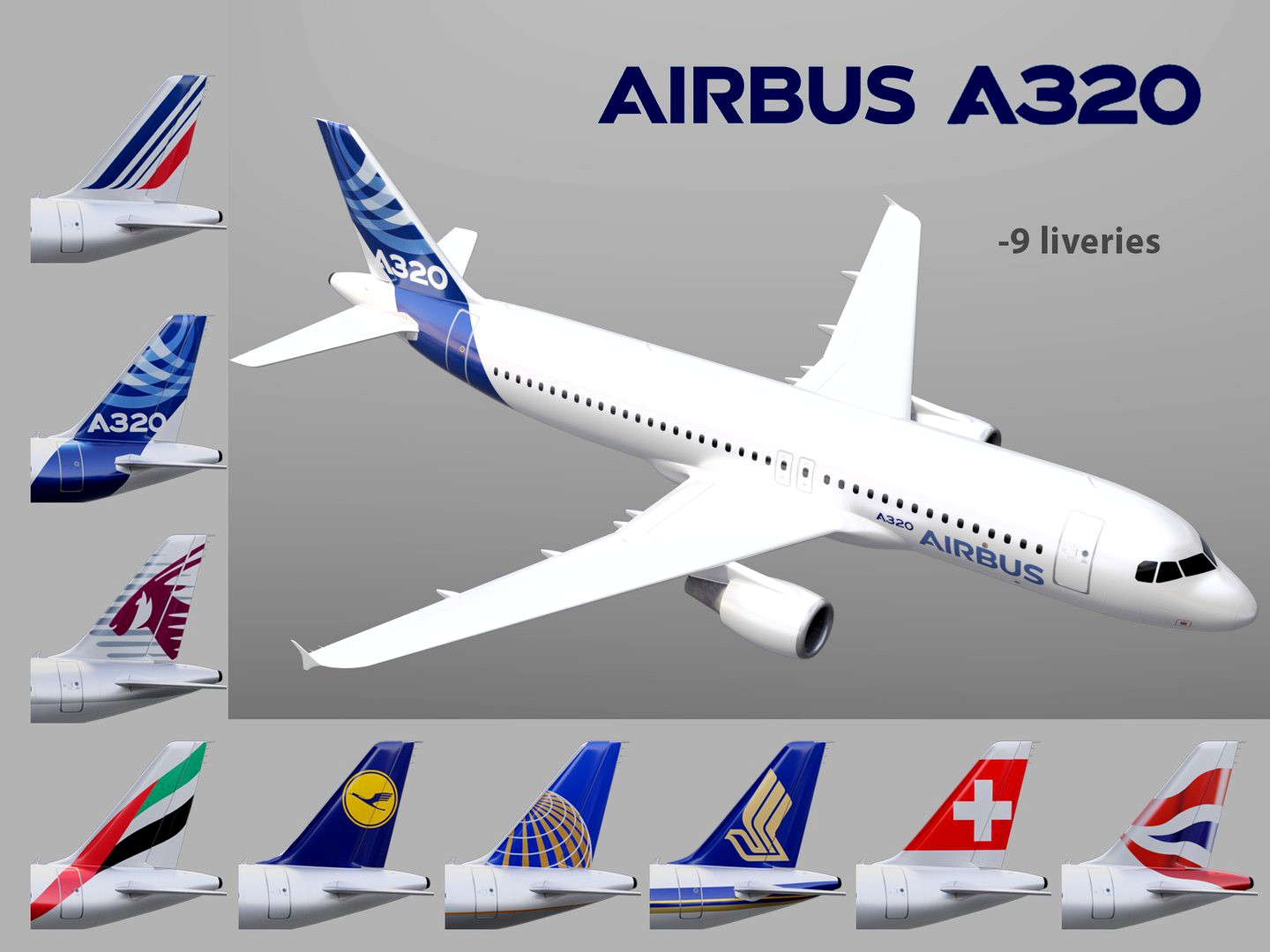 Airbus A320 with 9 liveries